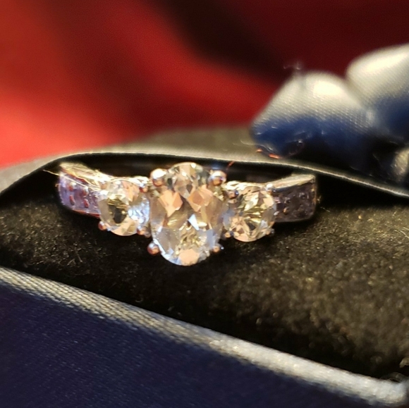 Goshenite & Tanzanite 3 Stone Ring in Sterling Silver 1.25 ctw Authentic - Picture 3 of 8